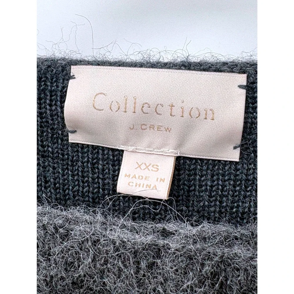 J. Crew Cardigan Sweater Double Breasted Alpaca Wool Gray Women XXS Oversized